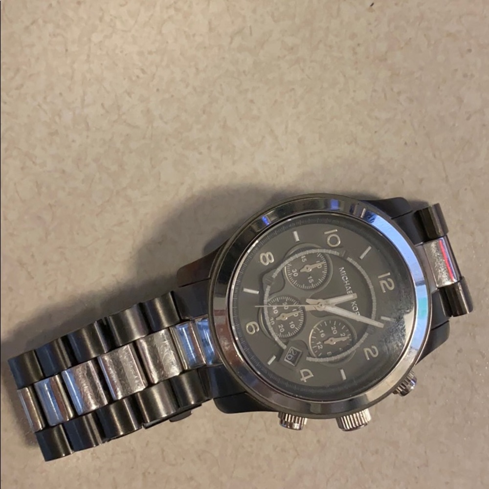 Silver and chrome black MK men’s watch